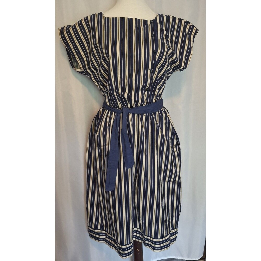 Vitg 60s striped Shirt Dress USA Cottagecore Belted w/ Pockets handmade